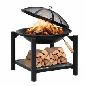 Brasero de jardin acier avec tisonnier 54 × 54 × 55 cm noir