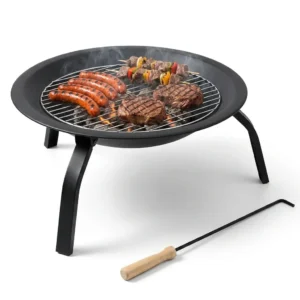 Brasero barbecue 2 en 1 acier 56 × 56 × 49 cm noir série B