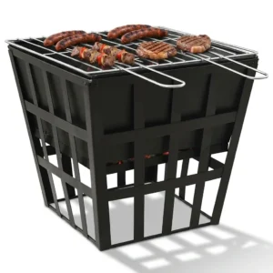 Brasero barbecue 2 en 1 acier 34 × 34 × 48 cm noir