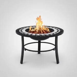 Brasero mosaïque céramique 68 × 68 × 45 cm noir et blanc