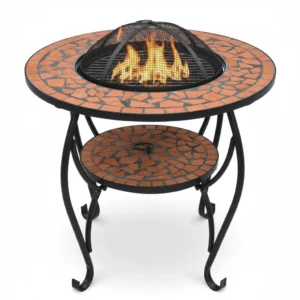 Table brasero mosaïque céramique 68 cm terre cuite