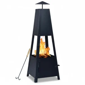 Brasero de jardin acier 35 × 35 × 99 cm noir