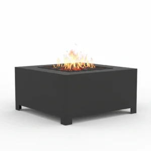 Brasero de jardin acier noir cube haut