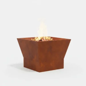 Brasero de jardin corten marron cube compact