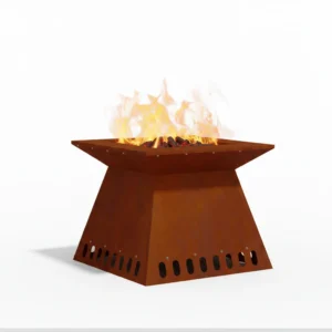 Brasero de jardin corten marron cube