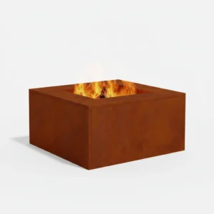 Brasero de jardin corten marron cube haut série A