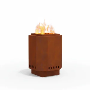 Brasero sans fumée corten marron et rouillé
