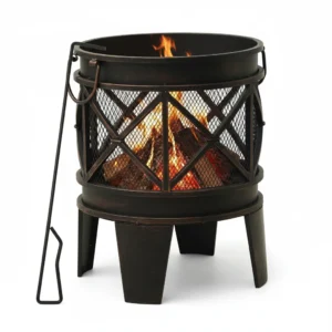 Brasero rustique acier 42 × 54 cm noir
