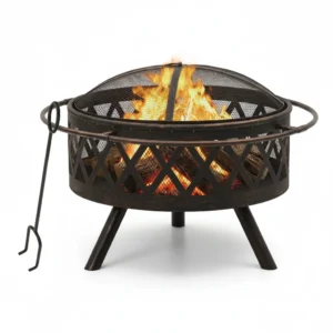 Brasero rustique acier 76 × 76 × 53 cm noir