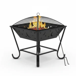 Brasero de jardin XXL acier 50 × 50 × 53 cm noir