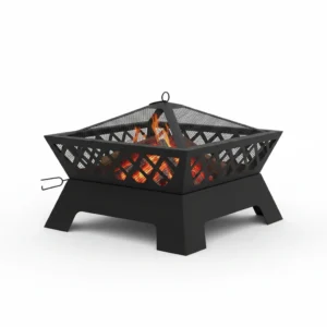 Brasero de jardin XXL acier 50 × 50 × 36 cm noir