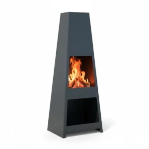 Brasero de jardin acier avec range-bûches 46 × 36 × 121 cm